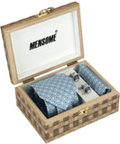 Blue Neck Tie, Pocket Square And Cufflinks Combo Gift Set