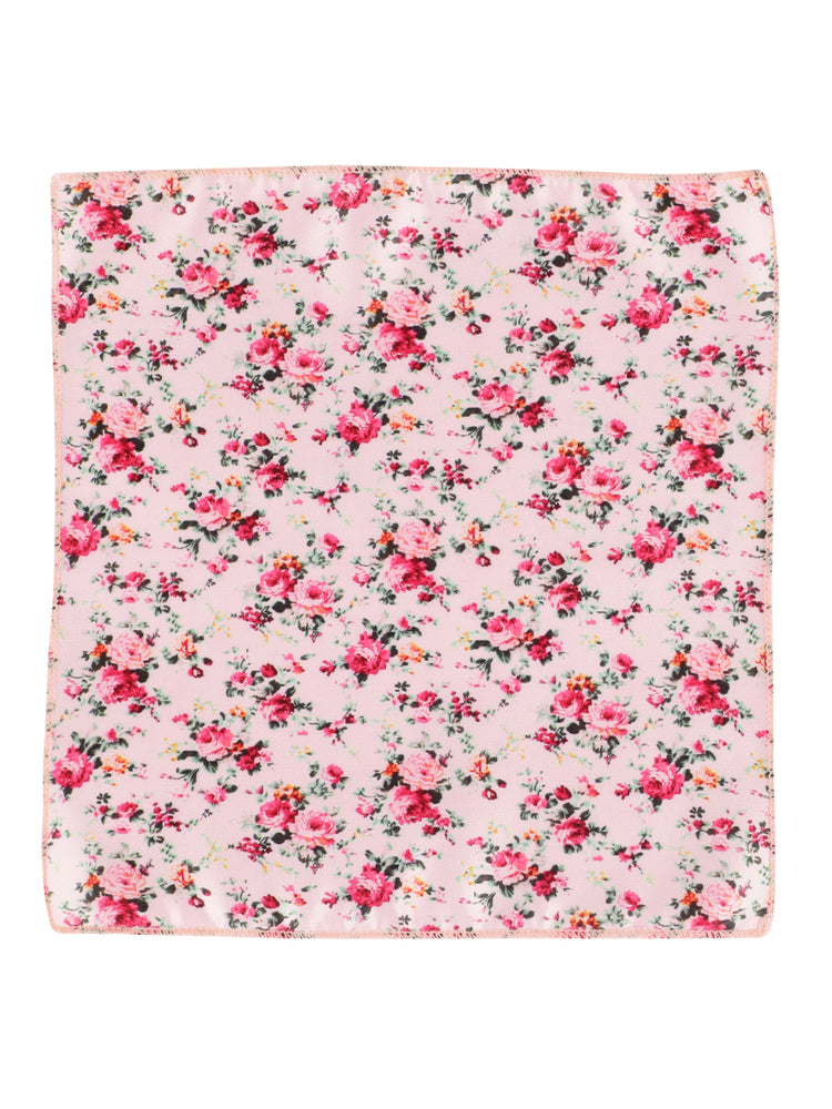 Peach Floral Neck Tie, Pocket Square And Lapel Pin Combo Gift Set