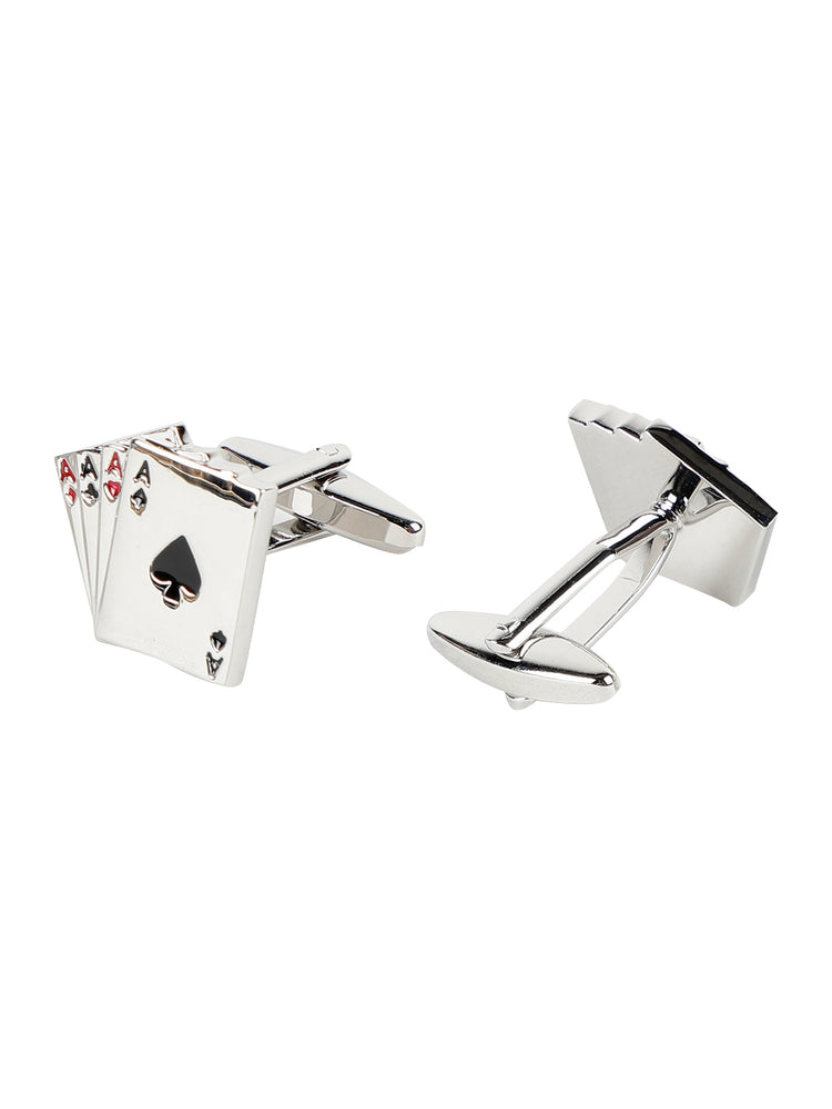Ace Poker Cufflinks Gift Set In Wooden Box