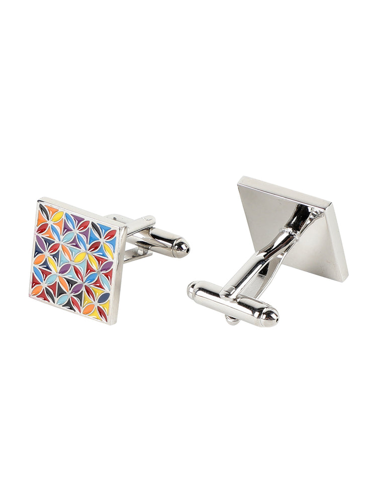Floral Painting Cufflinks Gift Set In Wooden Box