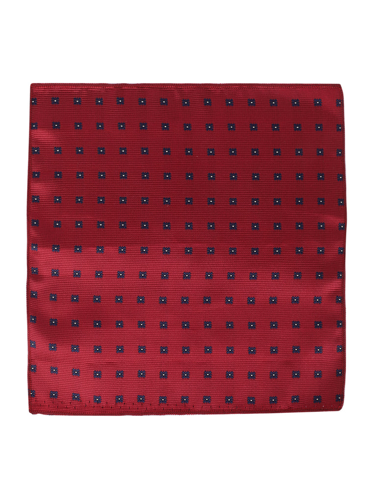 MENSOME Maroon Geometric Neck Tie Combo Set With Pocket Square And Cufflinks In Wooden Gift Box