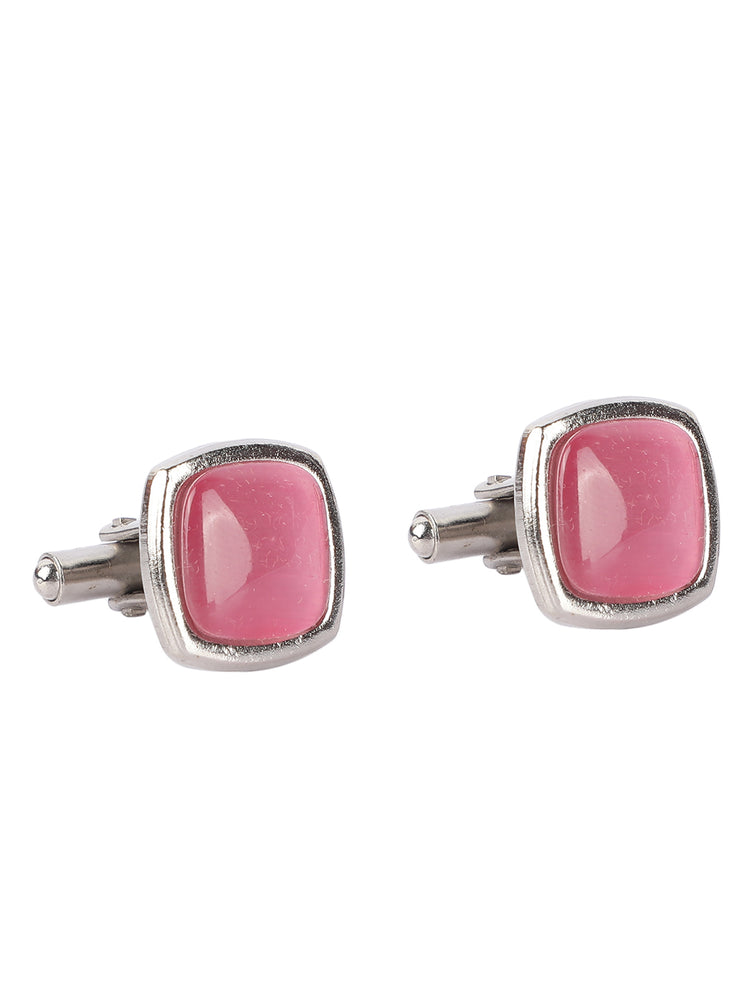 MENSOME Magenta Paisley Neck Tie Combo Set With Pocket Square And Cufflinks In Wooden Gift Box