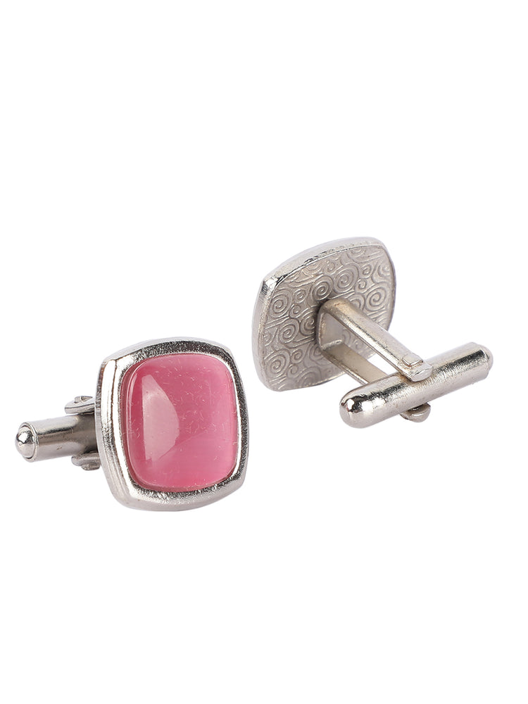 MENSOME Magenta Paisley Neck Tie Combo Set With Pocket Square And Cufflinks In Wooden Gift Box