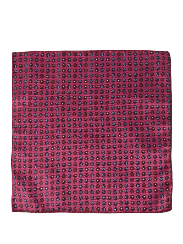 MENSOME Magenta Paisley Neck Tie Combo Set With Pocket Square And Cufflinks In Wooden Gift Box