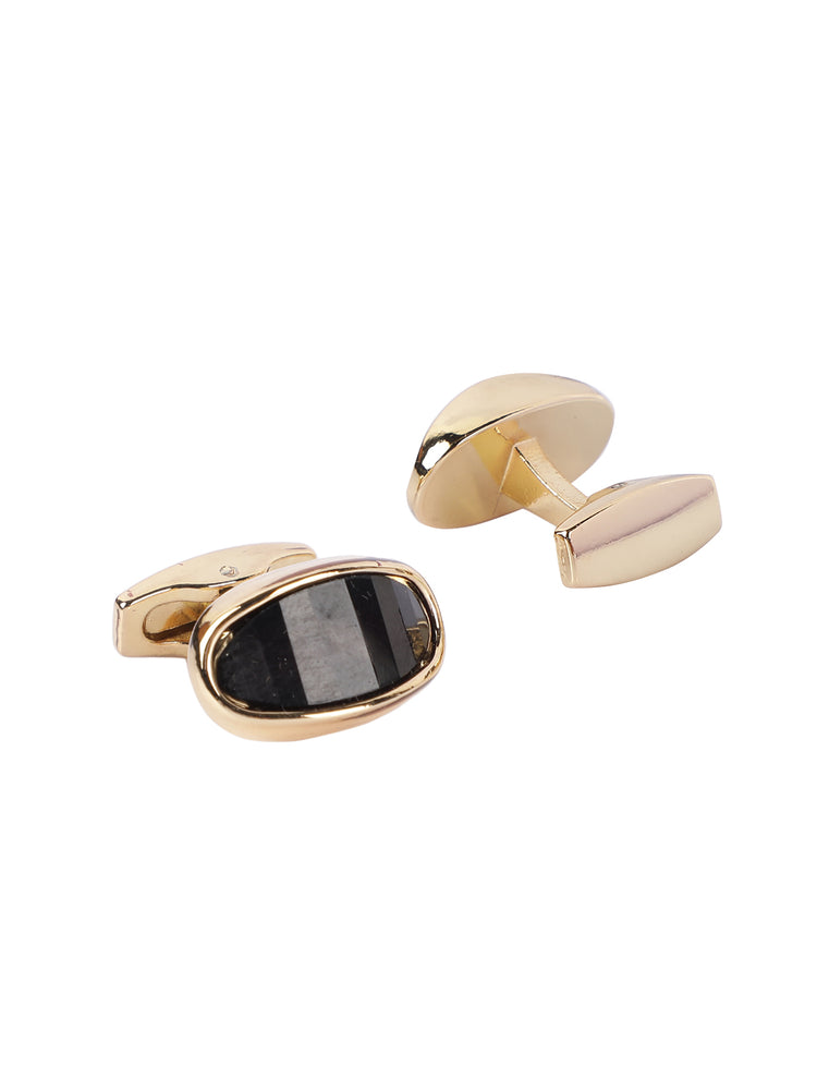 MENSOME Black Check Neck Tie Combo Set With Pocket Square And Cufflinks In Wooden Gift Box