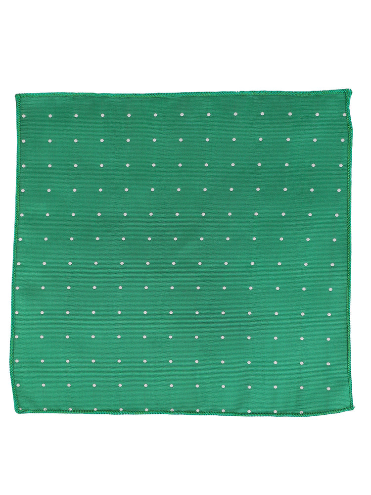 Green Polka Neck Tie , Pocket Square and Lapel Pin Gift set