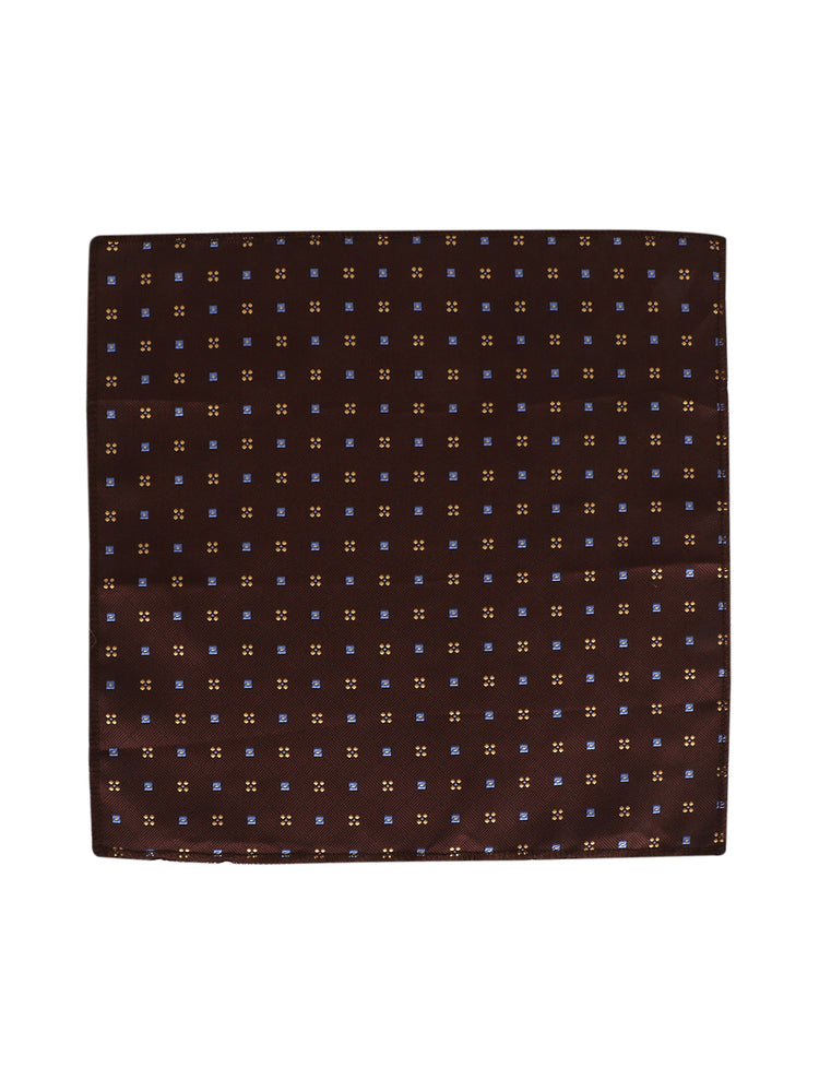Brown Neck Tie, Pocket Square And Cufflinks Combo Gift Set