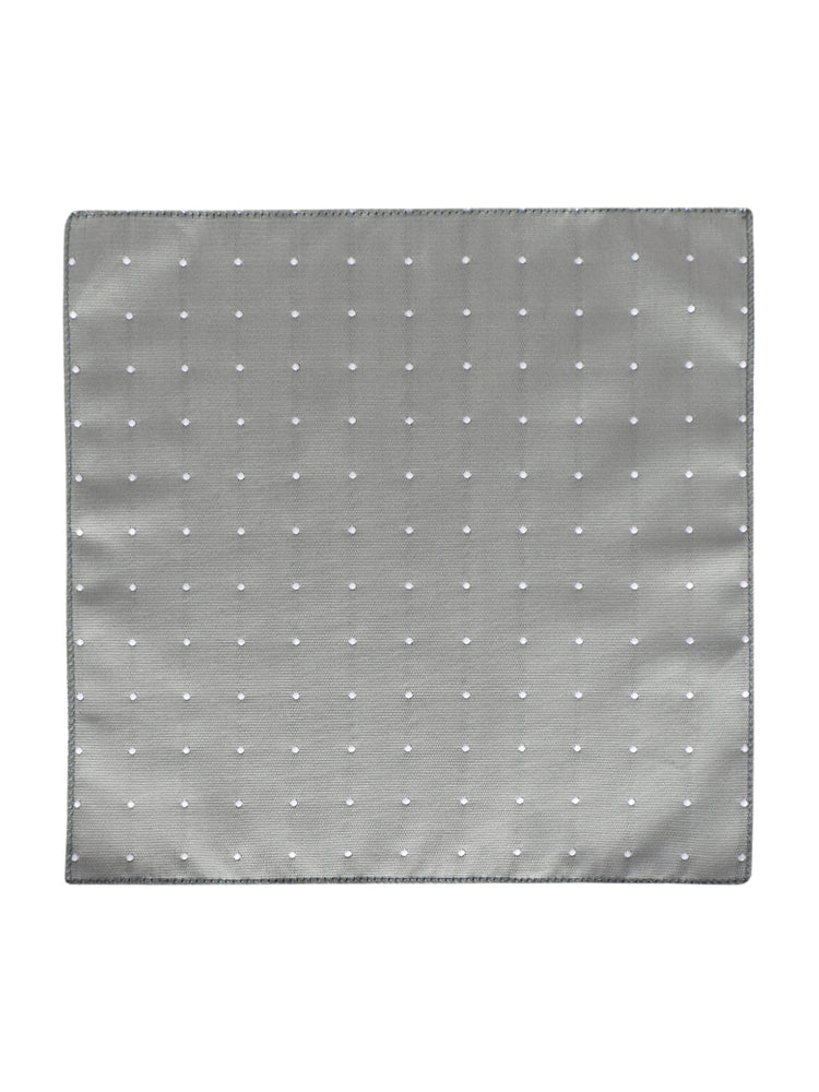 Grey Polka Neck Tie, Pocket Square And Lapel Pin Combo Gift Set