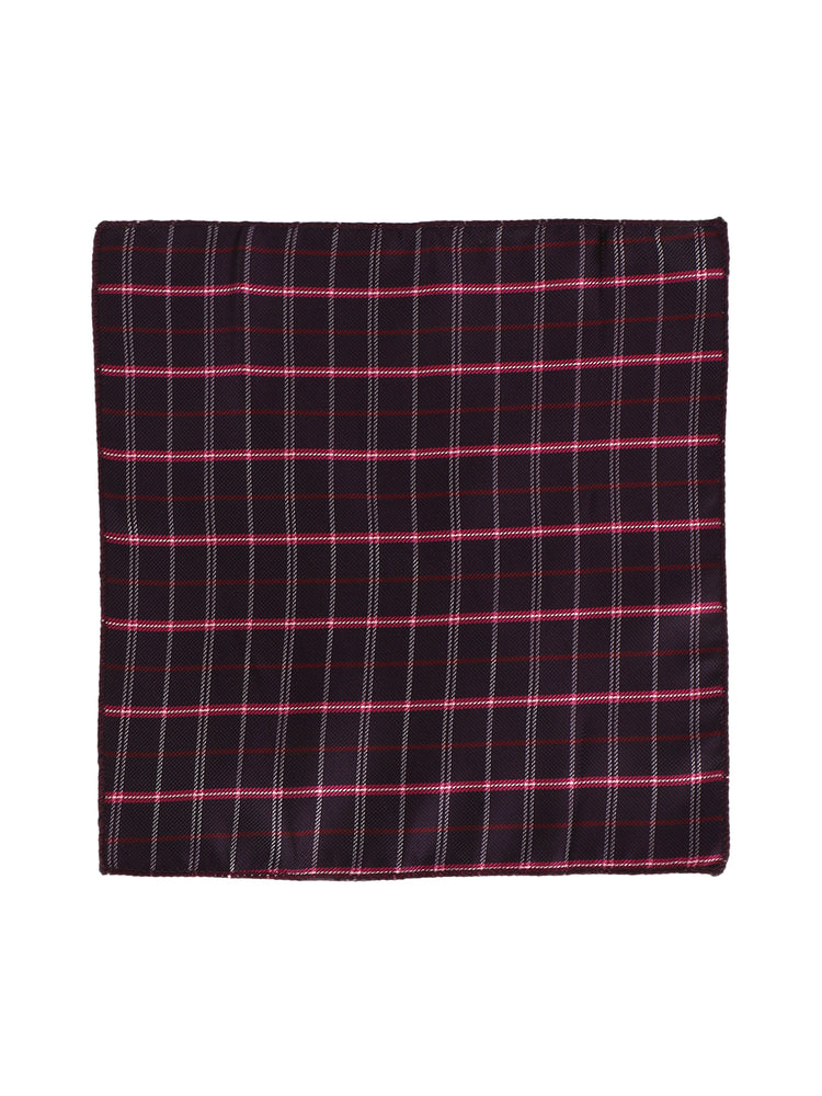Purple Check Neck Tie, Cufflinks, Pocket Square And Lapel Pin Combo Gift Set