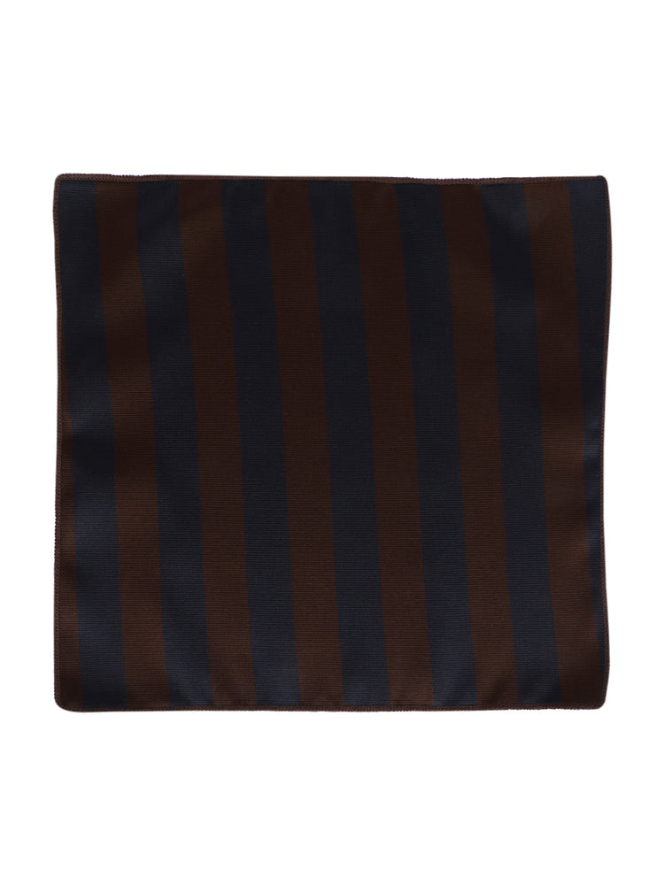 Brown Blue Stripes Neck Tie, Pocket Square And Cufflinks Combo Gift Set