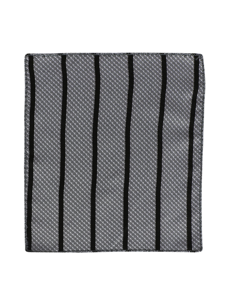 Grey Stripes Neck Tie, Cufflinks, Pocket Square And Lapel Pin Combo Gift Set