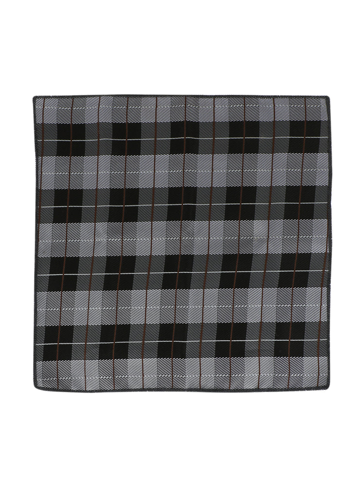 Black Check Neck Tie, Cufflinks, Pocket Square And Lapel Pin Combo Gift Set