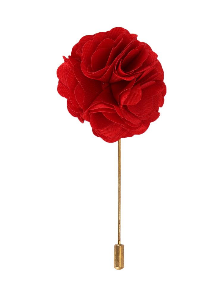 Red Neck Tie, Cufflinks, Pocket Square And Lapel Pin Combo Gift Set