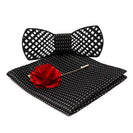 Net Acrylic Bow Tie With Pocket square and Lapel Pin