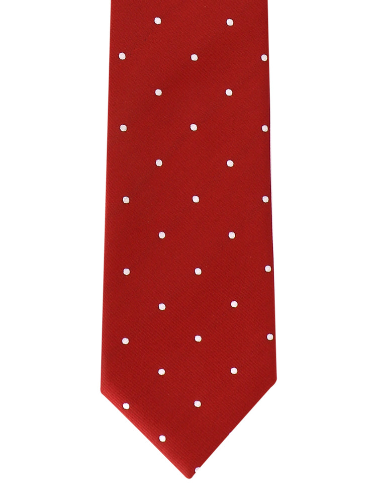 Red Polka Neck Tie, Pocket Square And Lapel Pin Combo Gift Set