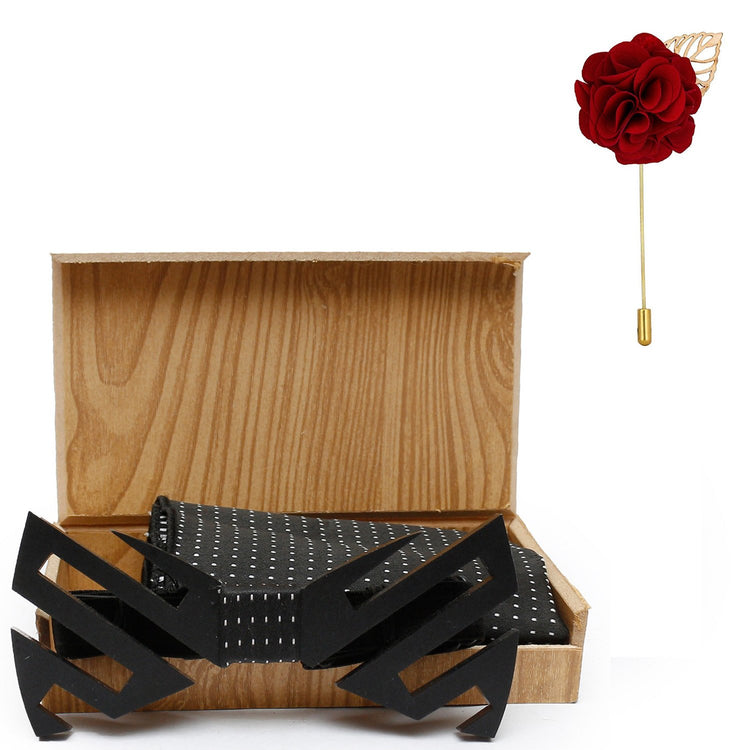 Zig Zag Acrylic Bow Tie With Pocket square and Lapel Pin