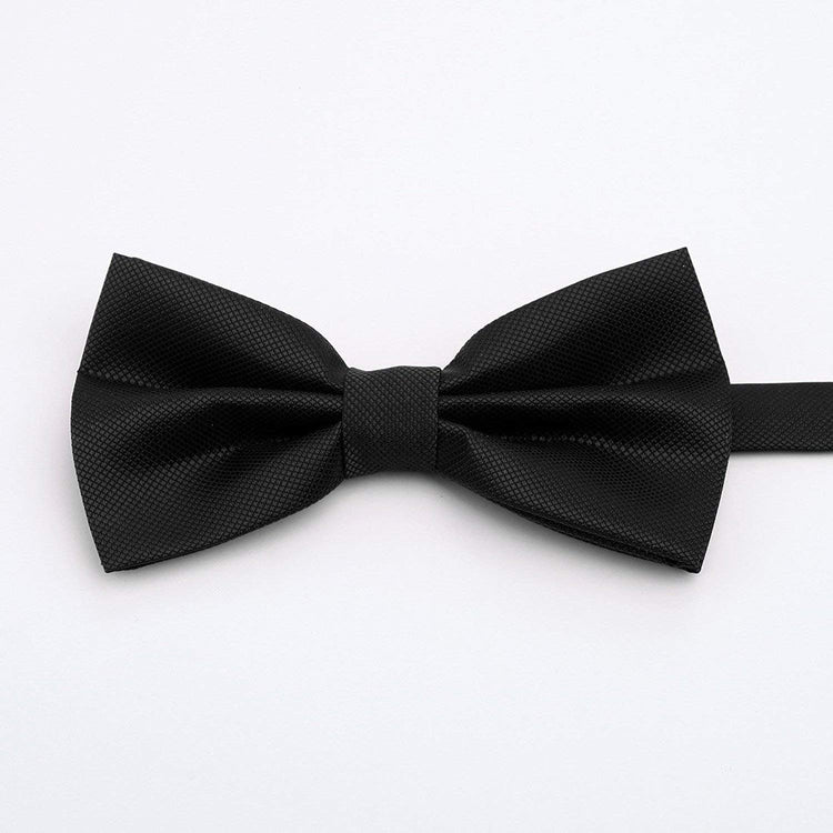 Black Bow Tie With Pocket Square and Cufflinks
