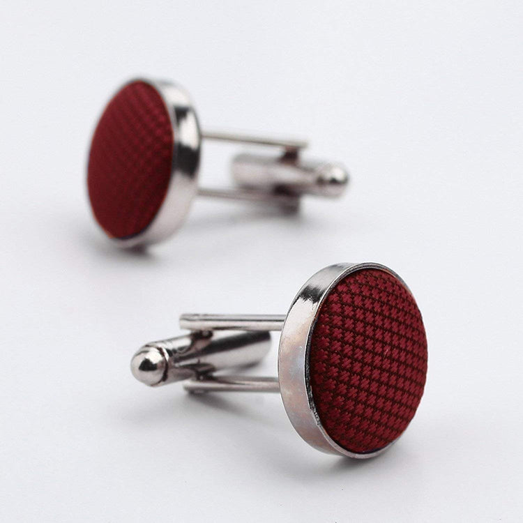 Maroon Bow Tie With Pocket Square and Cufflinks