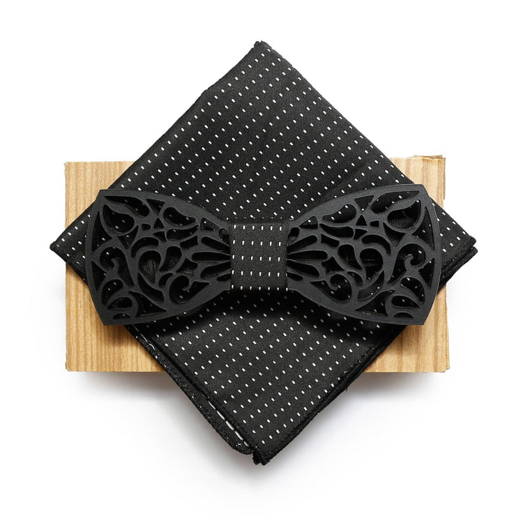 Floral Acrylic Bow Tie With Pocket square and Lapel Pin