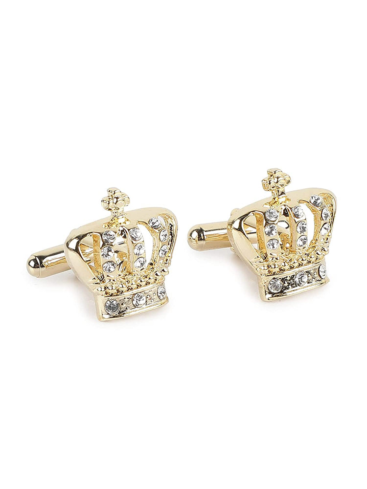 MENSOME Gold Crown Cufflinks , Tie Pin and Lapel Pin Gift Set