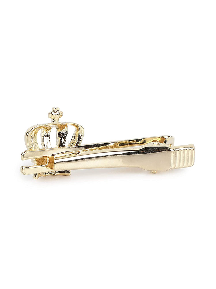 MENSOME Gold Crown Cufflinks , Tie Pin and Lapel Pin Gift Set