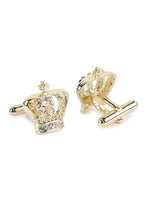 MENSOME Gold Crown Cufflinks , Tie Pin and Lapel Pin Gift Set