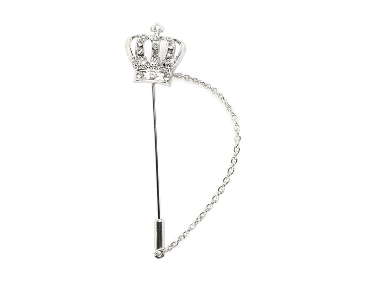 MENSOME Silver Crown Cufflinks , Tie Pin and Lapel Pin Gift Set