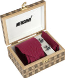 Magenta Neck Tie, Pocket Square And Cufflinks Combo Gift Set