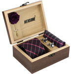 Purple Check Neck Tie, Cufflinks, Pocket Square And Lapel Pin Combo Gift Set