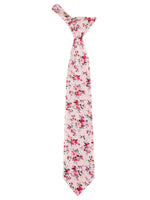 Peach Floral Neck Tie, Pocket Square And Lapel Pin Combo Gift Set