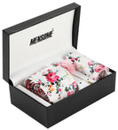 White Floral Neck Tie, Pocket Square And Lapel Pin Combo Gift Set