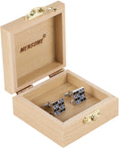 Austrian Crystal Check Cufflinks Gift Set In Wooden Box