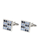 Austrian Crystal Check Cufflinks Gift Set In Wooden Box