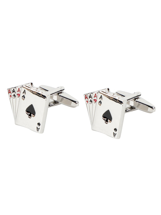 Ace Poker Cufflinks Gift Set In Wooden Box