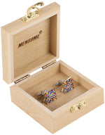 Floral Painting Cufflinks Gift Set In Wooden Box