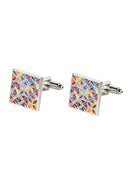 Floral Painting Cufflinks Gift Set In Wooden Box