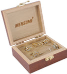 MENSOME Golden King Crown Cufflinks, Lapel Pin and Tie Pin Gift Set