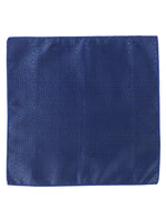 MENSOME Blue Geometric Neck Tie Combo Set With Pocket Square And Cufflinks In Wooden Gift Box