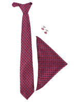 MENSOME Magenta Paisley Neck Tie Combo Set With Pocket Square And Cufflinks In Wooden Gift Box