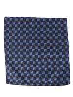 MENSOME Blue Check Neck Tie Combo Set With Pocket Square And Cufflinks In Wooden Gift Box