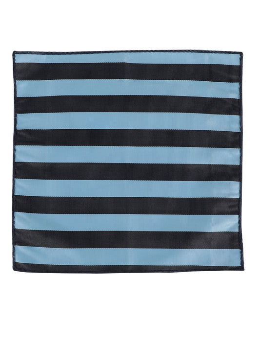 Blue Stripes Neck Tie, Pocket Square And Cufflinks Combo Gift Set