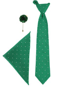 Green Polka Neck Tie , Pocket Square and Lapel Pin Gift set