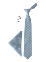 Blue Neck Tie, Pocket Square And Cufflinks Combo Gift Set
