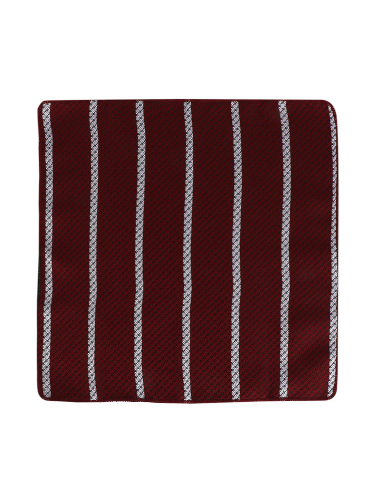 Maroon Stripes Neck Tie, Cufflinks, Pocket Square And Lapel Pin Combo Gift Set