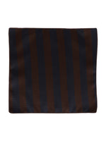 Brown Blue Stripes Neck Tie, Pocket Square And Cufflinks Combo Gift Set