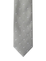 Grey Polka Neck Tie, Pocket Square And Lapel Pin Combo Gift Set