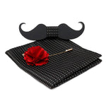 Mustache Acrylic Bow Tie With Pocket square and Lapel Pin