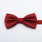 Red Bow Tie With Pocket Square and Cufflinks
