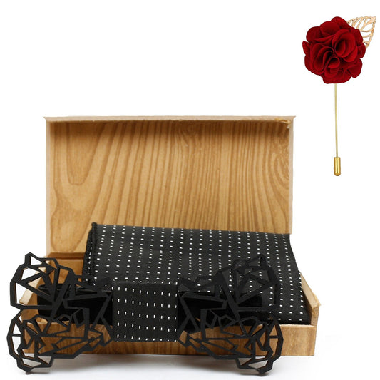 Mystery Acrylic Bow Tie With Pocket square and Lapel Pin