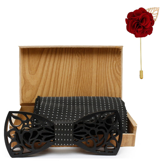 Floral Acrylic  Bow Tie With Pocket square and Lapel Pin